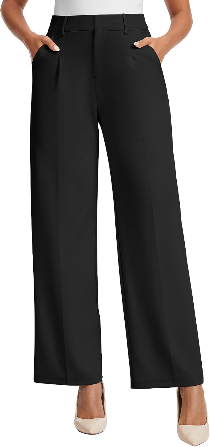 514zCmTwZ-L._AC_SL1500_.jpg Womens Dress Pants Wide Leg Stretchy Work Pants Women High Waisted Business Casual Trousers Slacks with Pockets - Image 1