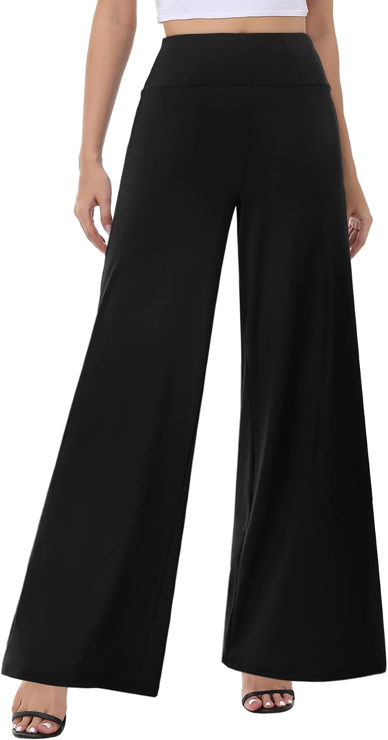 51X7cFOd1L._AC_SL1500_.jpg Wide Leg Palazzo Pants for Women - High Waist Casual Beach Lounge Pants Loose Flowy Pants Stretchy Trousers - Image 1