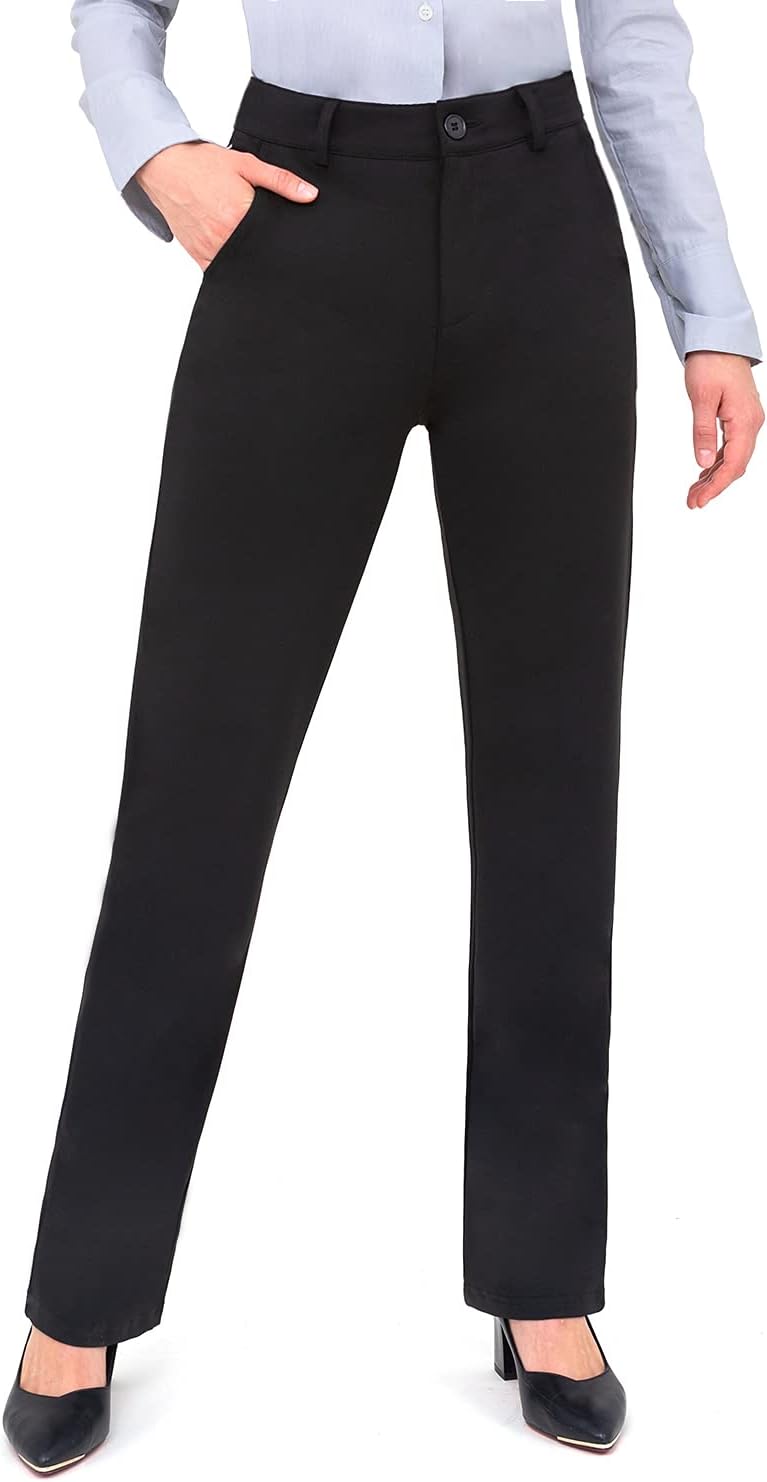 51z9BlLTBmL._AC_SL1500_.jpg Dress Pants Women Work Business Pants Tummy Control Office Straight Leg Trousers High Waisted Ladies Slacks - Image 1