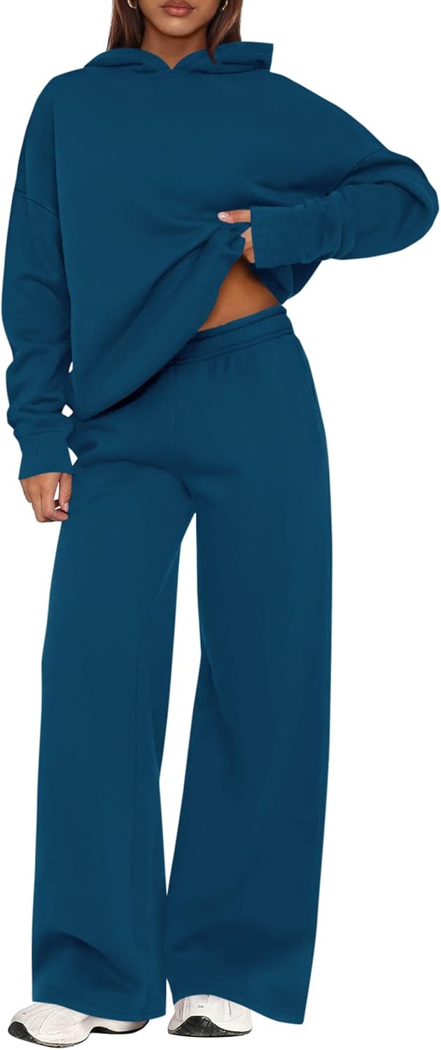 612o0FaNMYL._AC_SL1500_.jpg Womens Sweatsuits 2 Piece Set 2026 Casual Winter Long Sleeve Hoodie Loose Wide Leg Sweatpants Fall Tracksuit - Image 1