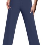 Womens Wide Leg Dress Pants High Waist Stretch Slacks Work Pants with Pockets Business Casual Office Trousers