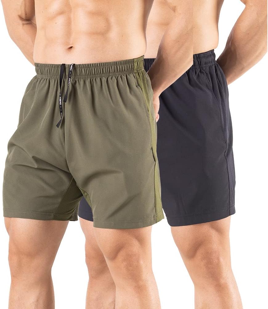 61O7kYBMcL._AC_SL1001_.jpg Men's 5" Running Shorts 2 Pack Quick Dry Athletic Workout Gym Shorts with Zipper Pockets - Image 1