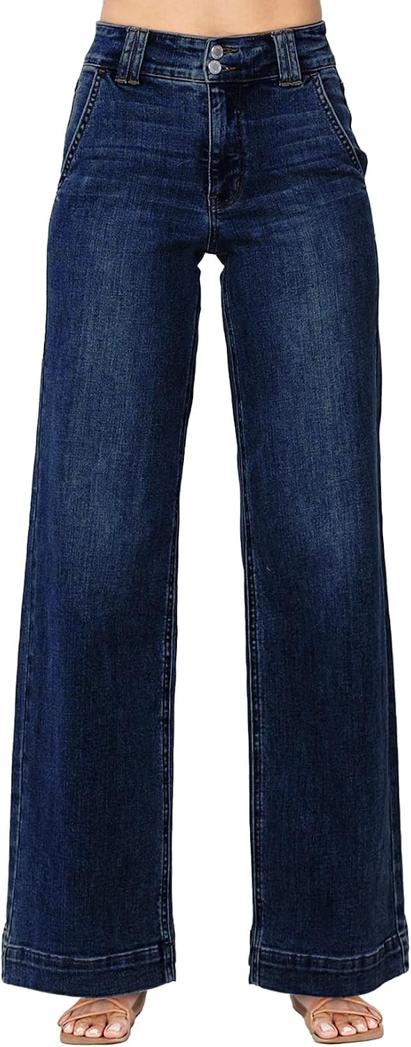 61SIZvMZzEL._AC_SL1500_.jpg Astylish Women's High Waisted Wide Leg Straight Jeans - Image 1
