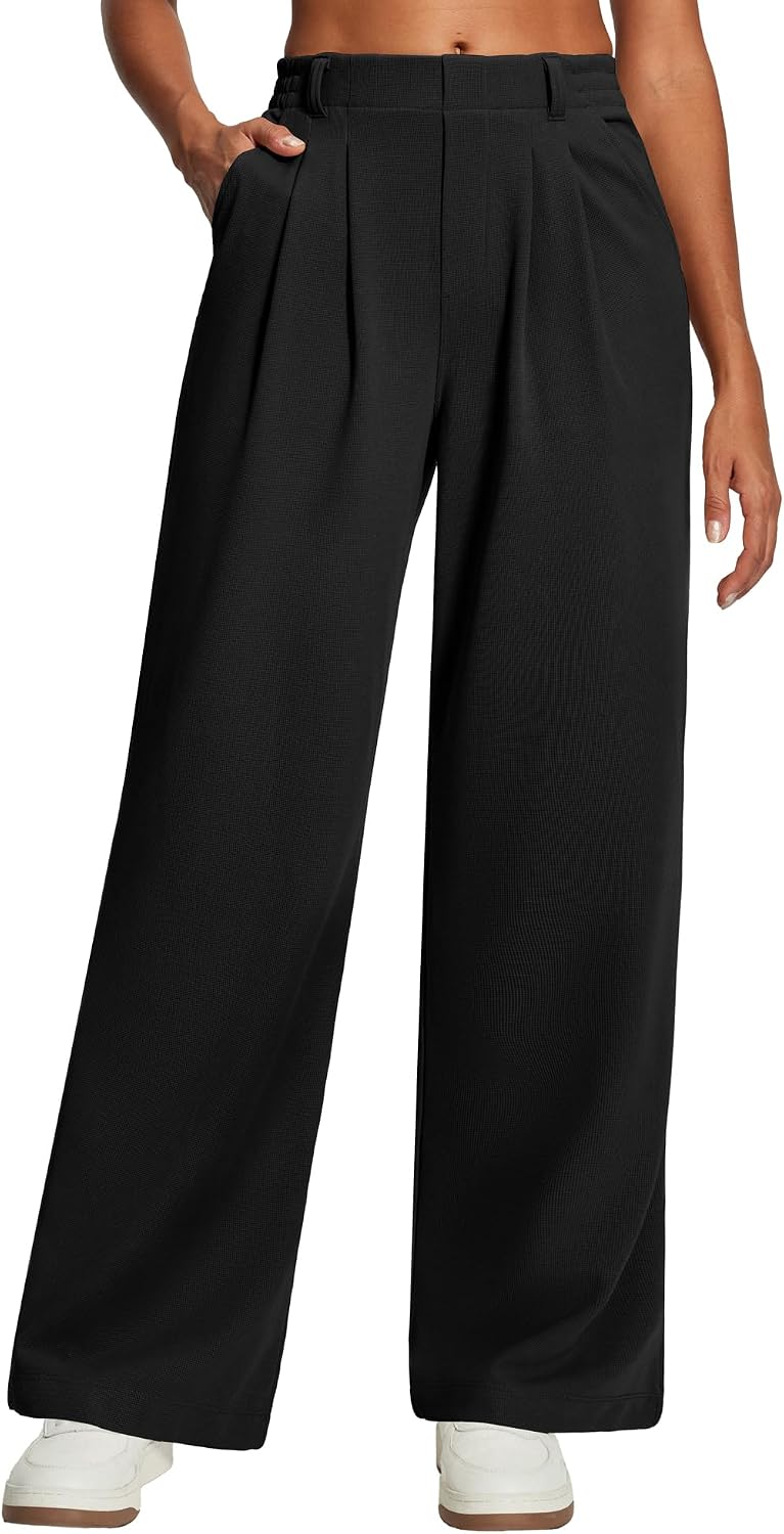 61ja1Ib37fL._AC_SL1500_.jpg Wide Leg Stretchy Work Pants Women Pull on Dress Pants High Waisted Business Casual Trousers Slacks for Women - Image 1