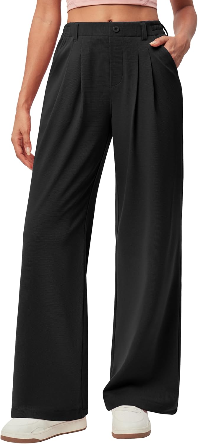 71c7jZ54GL._AC_SL1500_.jpg Wide Leg Pants Woman Pull on Stretchy Work Dress Pants High Waisted Business Casual Trousers Slacks - Image 1