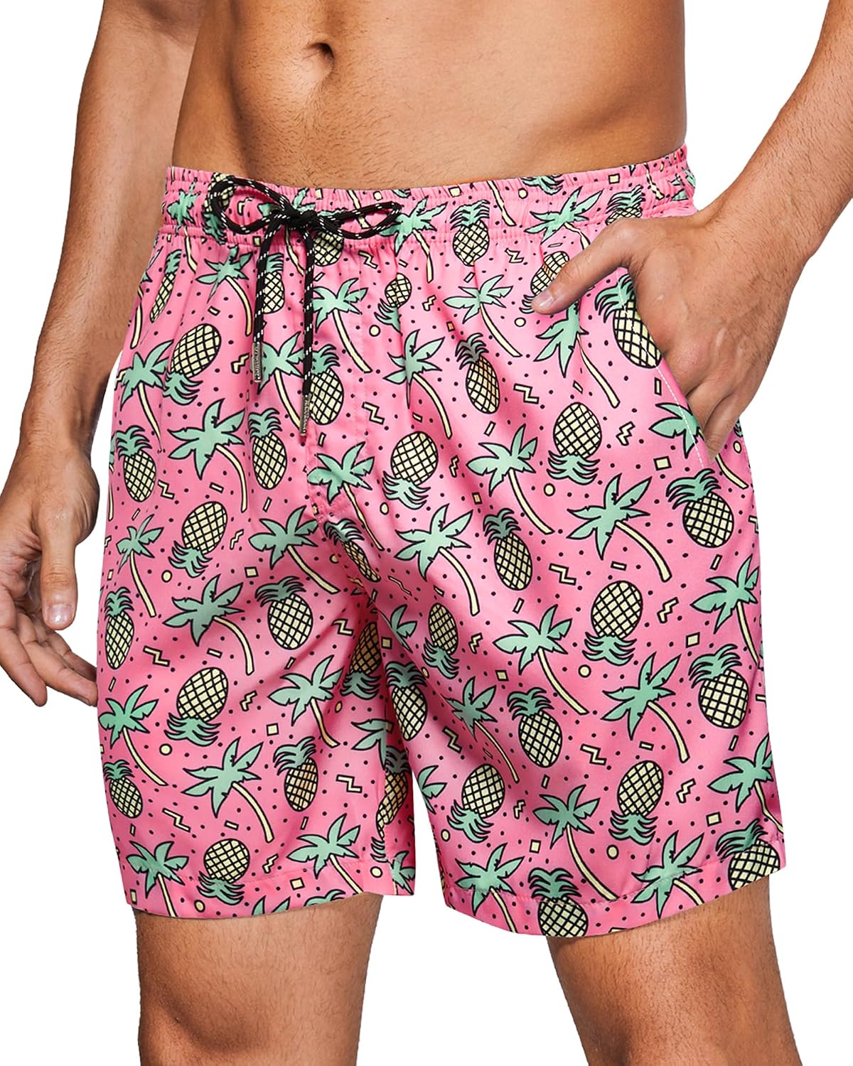 81-IBnp6cvL._AC_SL1500_.jpg 7inch Mens Swim Trunks: with Mesh Liner Pockets Drawstring Quick Dry Stretch Lined Funny Beach Swimming Pool Surf - Image 1
