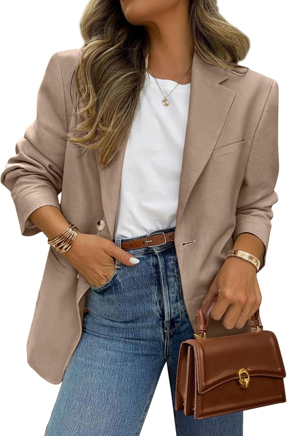 81n95RZShgL._AC_SL1500_.jpg Womens Casual Blazer Jacket Business Long Sleeve Suit Outfit with Pockets - Image 1